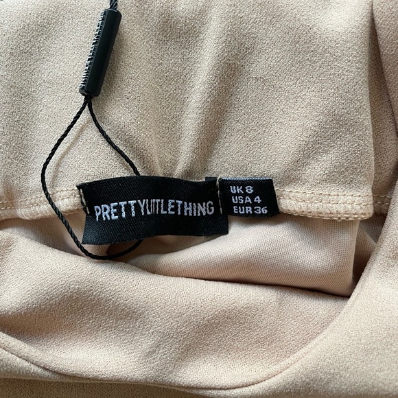 PLT Stone Dungaree Style Mini Skirt - Beige/Nude (Size Small) - Picture 5 of 5